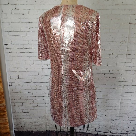 ❤️SOLD❤️Donna Morgan Copper Pink Sequins Animal - Picture 3 of 7